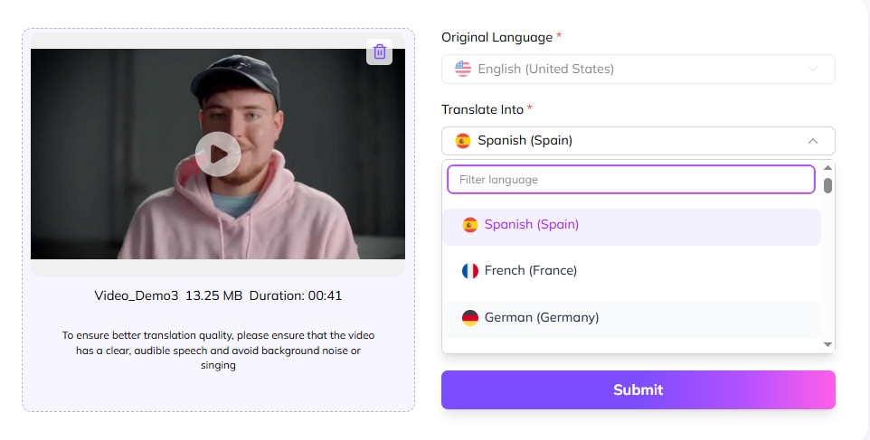 Choose Your Target Languages